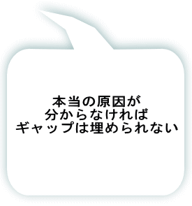 本当の原因が 分からなければ ギャップは埋められない